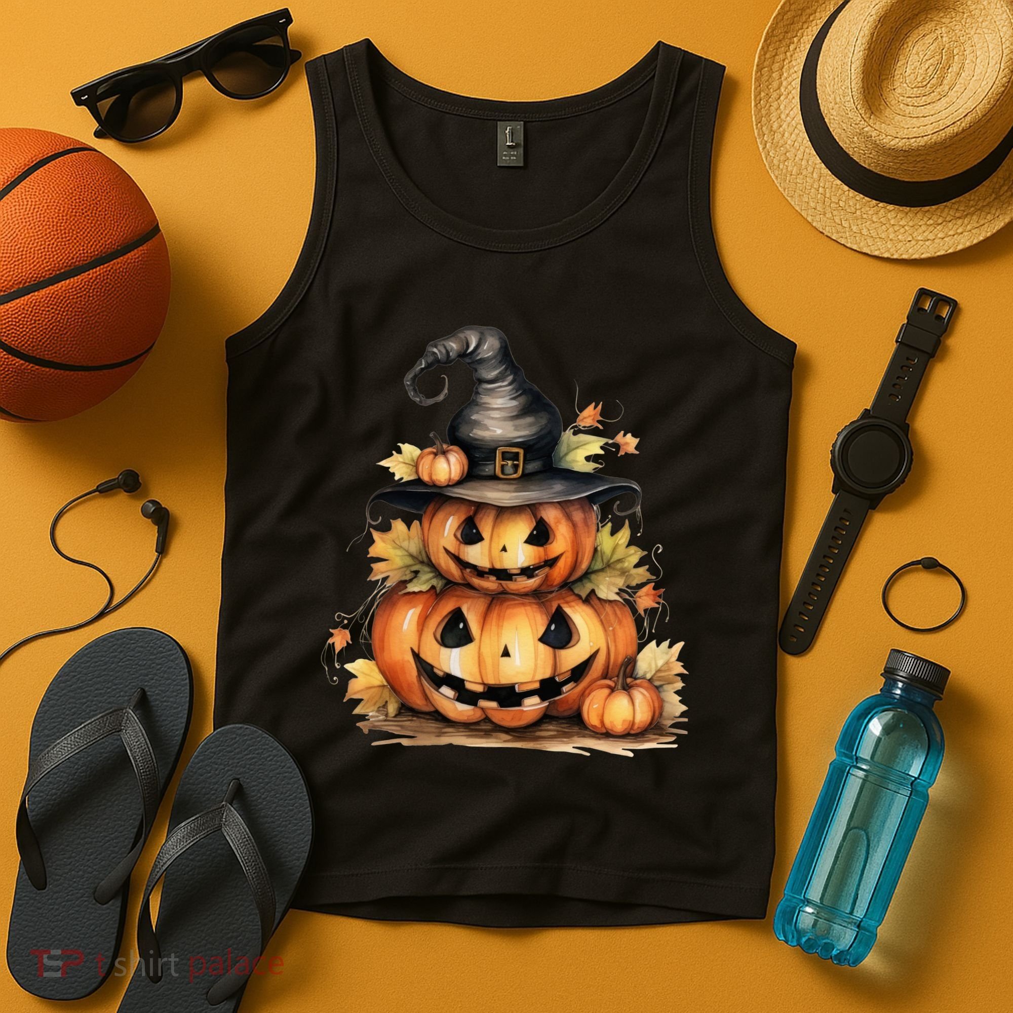Halloween Pumpkin Witch Fall Autumn Illustration Tank Top