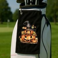Halloween Pumpkin Witch Fall Autumn Illustration Golf Towel thumb 2