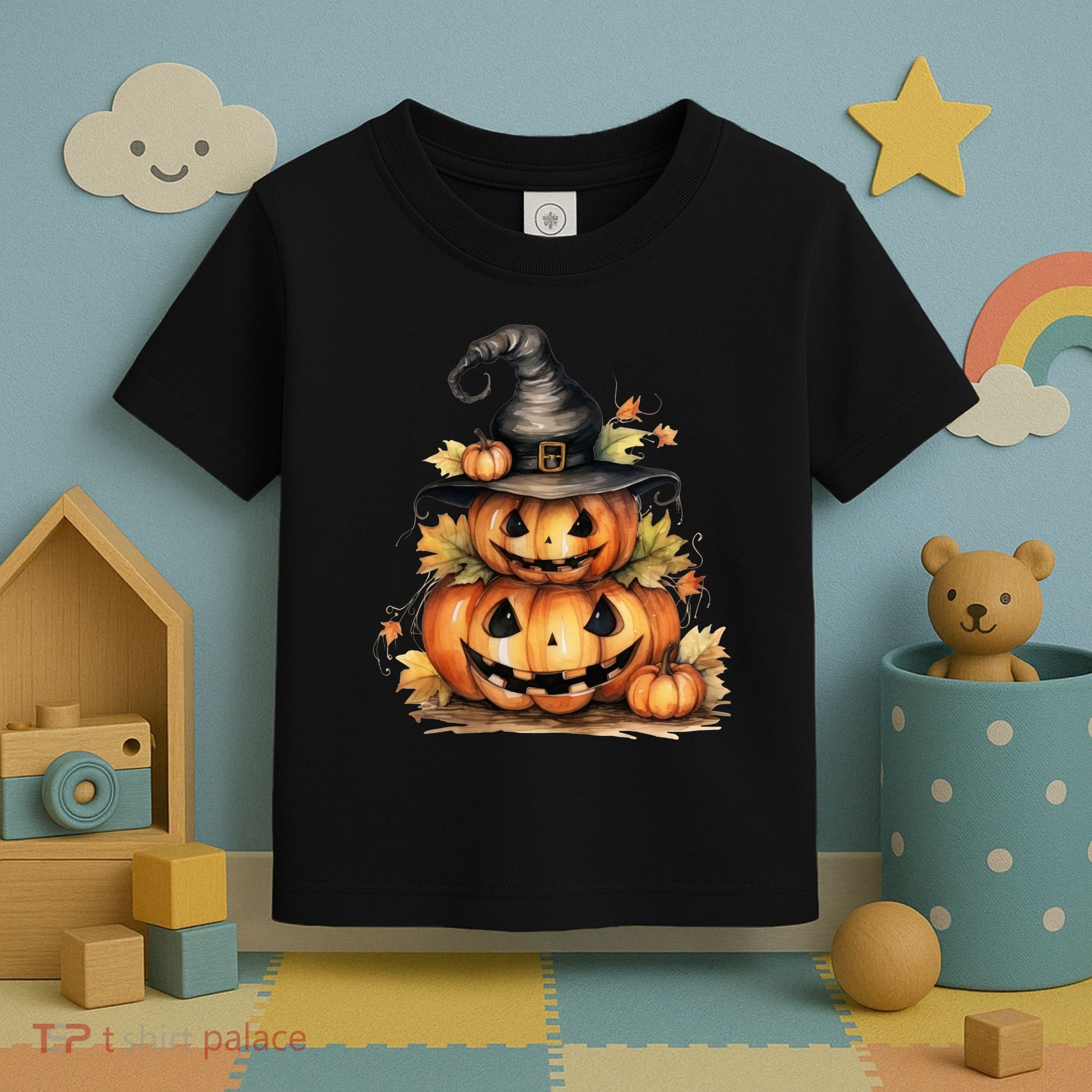 Halloween Pumpkin Witch Fall Autumn Illustration Toddler T-Shirt