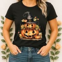 Halloween Pumpkin Witch Fall Autumn Illustration Women's T-Shirt thumb 2