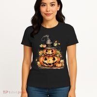 Halloween Pumpkin Witch Fall Autumn Illustration Women's T-Shirt thumb 4