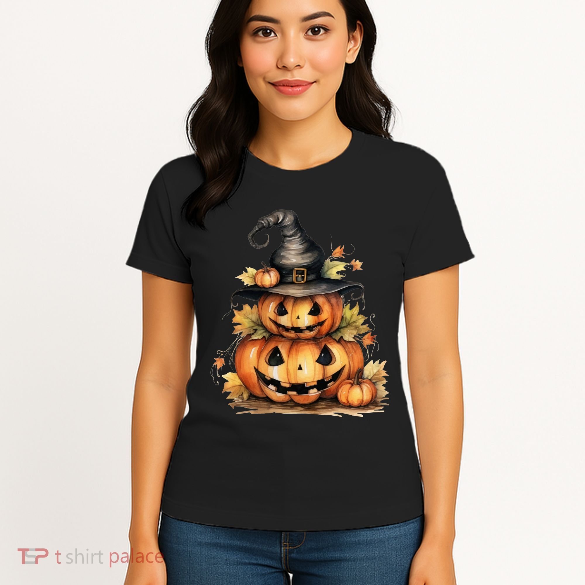 Halloween Pumpkin Witch Fall Autumn Illustration Women's T-Shirt