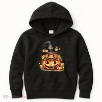 Halloween Pumpkin Witch Fall Autumn Illustration Kids Hoodie thumb 0