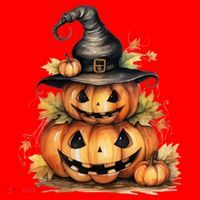 Halloween Pumpkin Witch Fall Autumn Illustration Santa Hat thumb 1