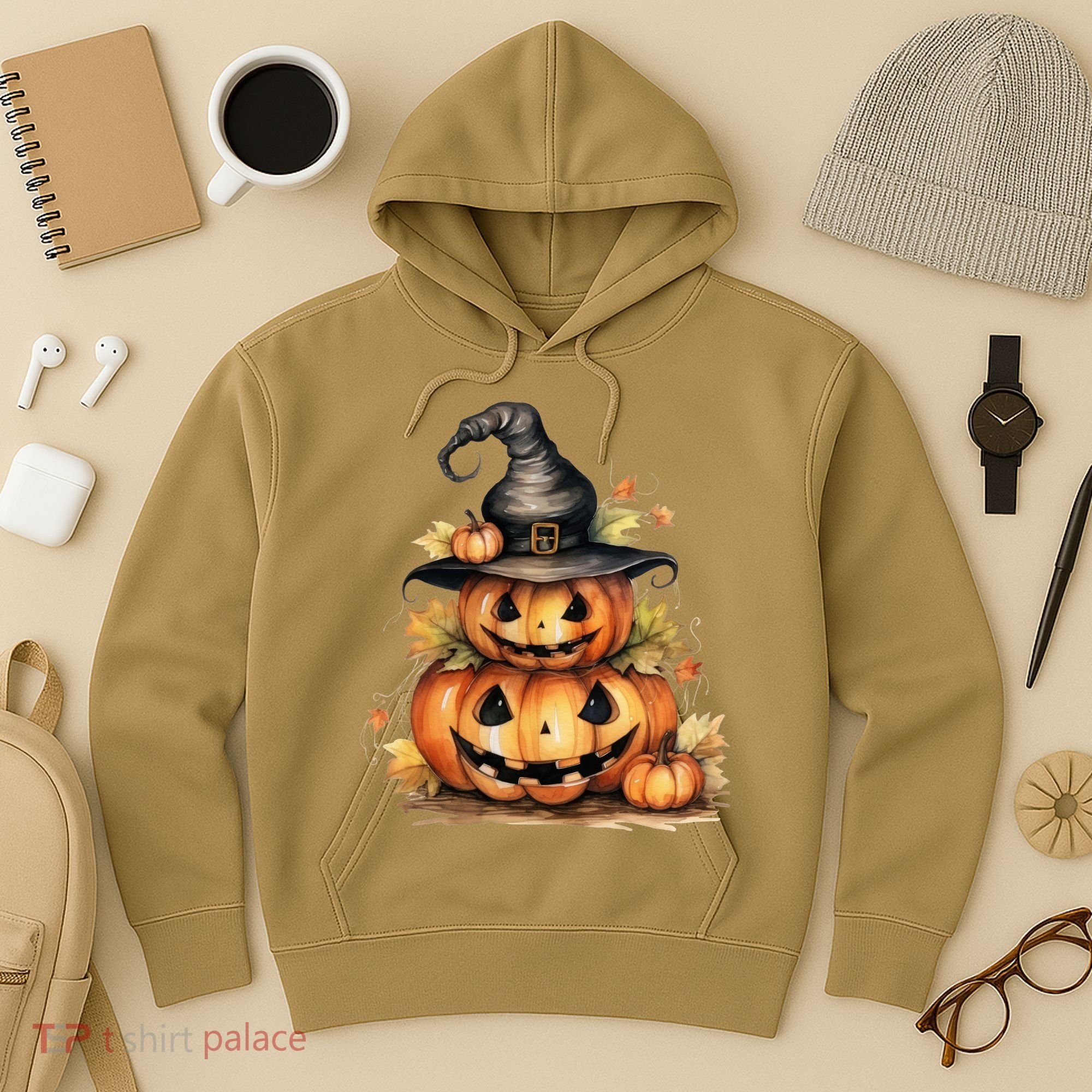 Halloween Pumpkin Witch Fall Autumn Illustration Hoodie