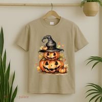 Halloween Pumpkin Witch Fall Autumn Illustration T-Shirt thumb 2