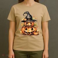 Halloween Pumpkin Witch Fall Autumn Illustration T-Shirt thumb 4