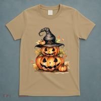 Halloween Pumpkin Witch Fall Autumn Illustration T-Shirt thumb 5