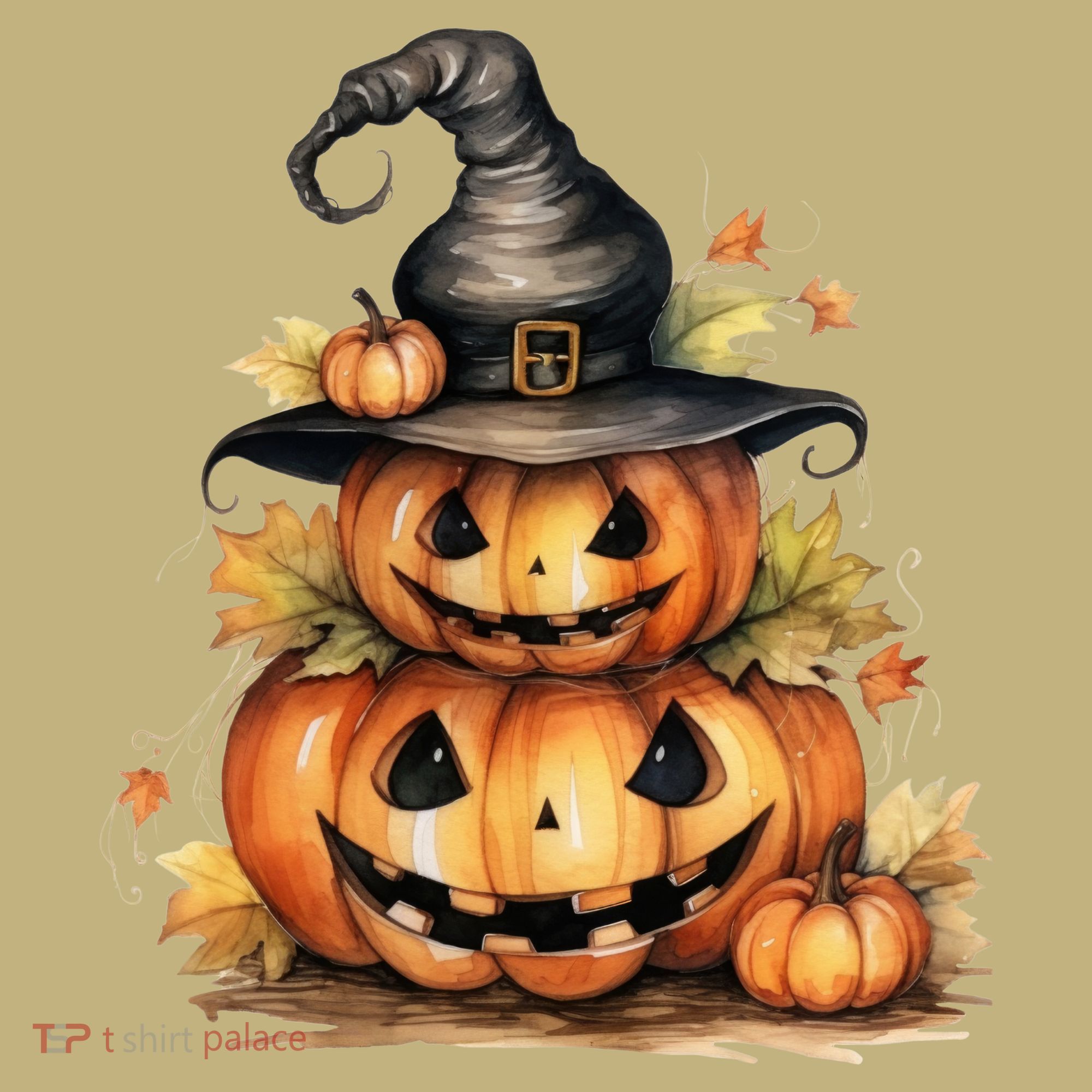 Halloween Pumpkin Witch Fall Autumn Illustration T-Shirt