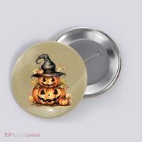 Halloween Pumpkin Witch Fall Autumn Illustration Button thumb 0