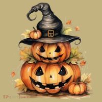 Halloween Pumpkin Witch Fall Autumn Illustration Kids T-Shirt thumb 2
