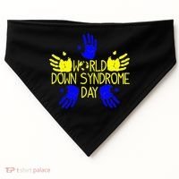 Hand Print World Down Syndrome Day funny cancer USA-Made Doggie Bandana thumb 0