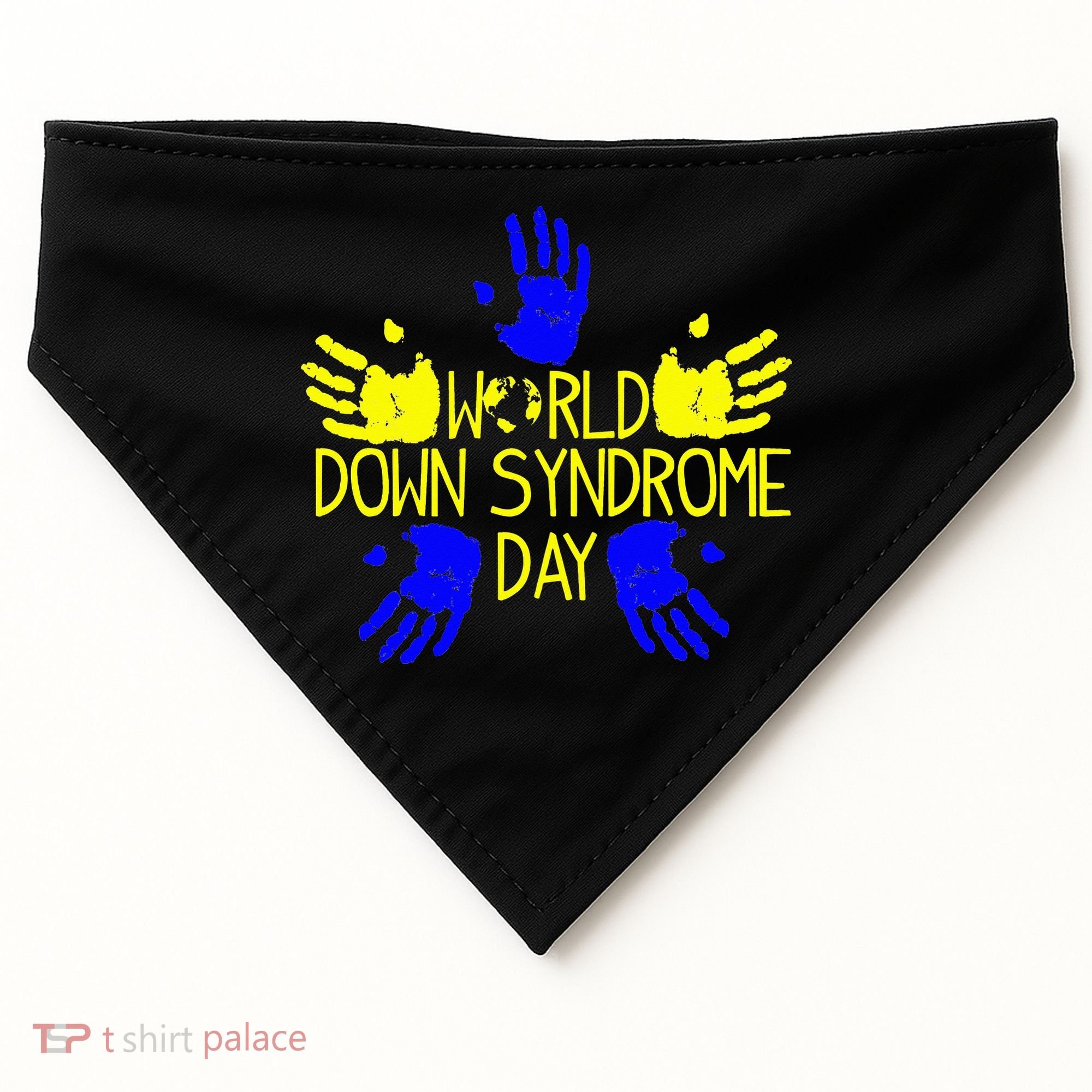 Hand Print World Down Syndrome Day funny cancer USA-Made Doggie Bandana