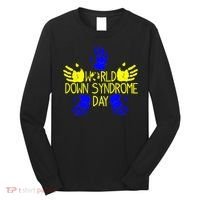 Hand Print World Down Syndrome Day funny cancer Long Sleeve Shirt thumb 0