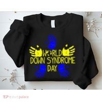 Hand Print World Down Syndrome Day funny cancer Sweatshirt thumb 2
