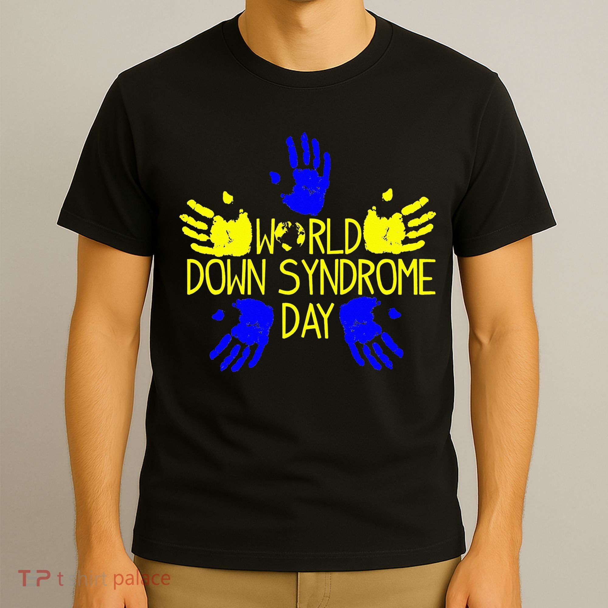 Hand Print World Down Syndrome Day funny cancer T-Shirt