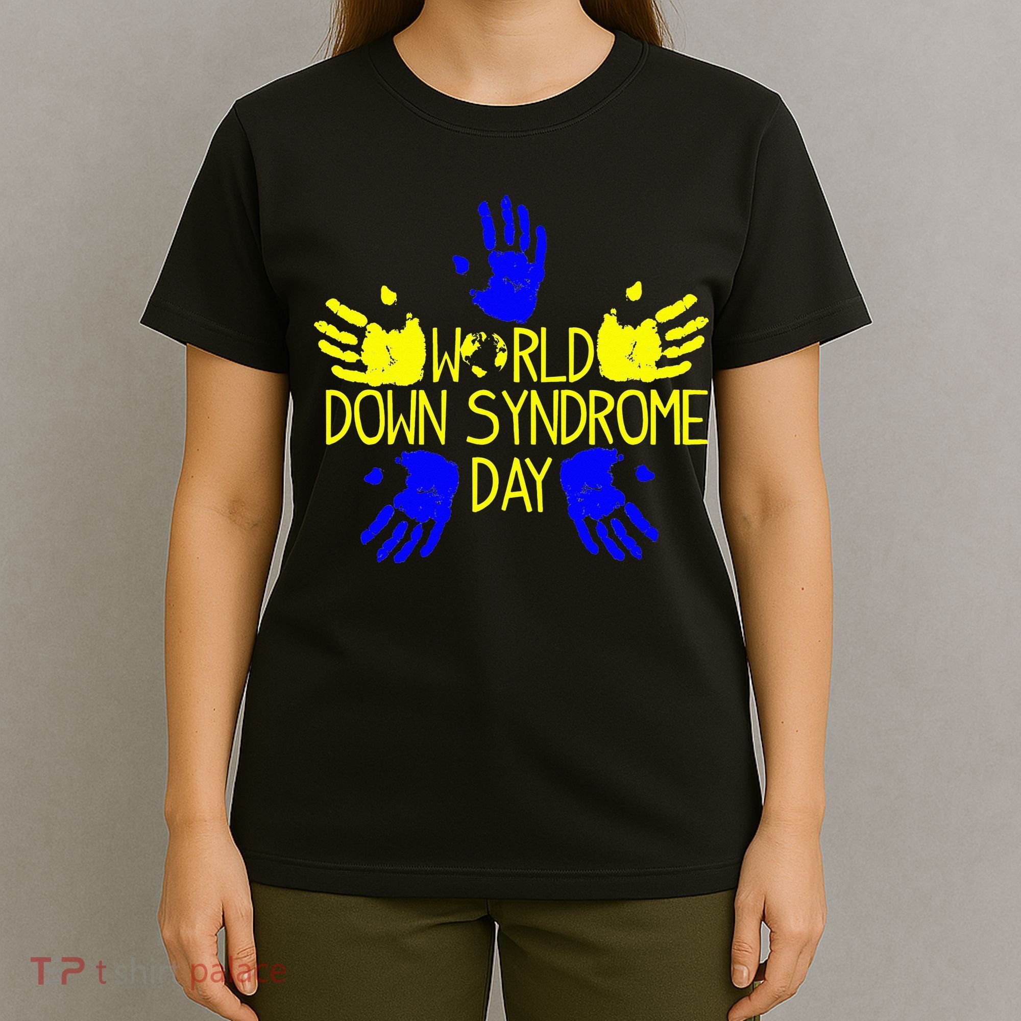 Hand Print World Down Syndrome Day funny cancer T-Shirt