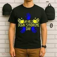 Hand Print World Down Syndrome Day funny cancer T-Shirt thumb 6