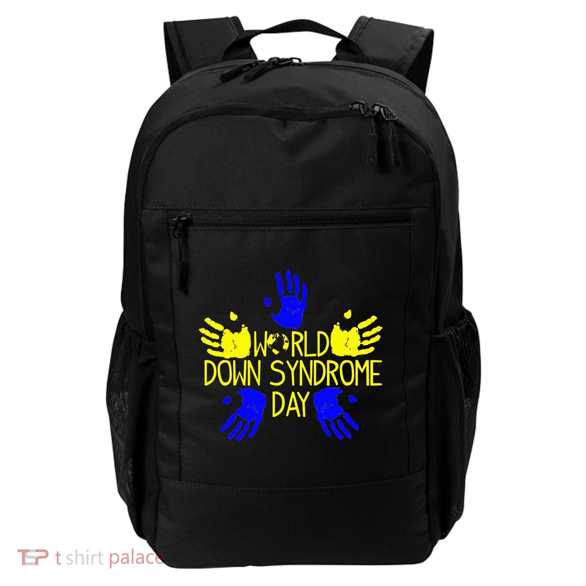 Hand Print World Down Syndrome Day funny cancer Backpack