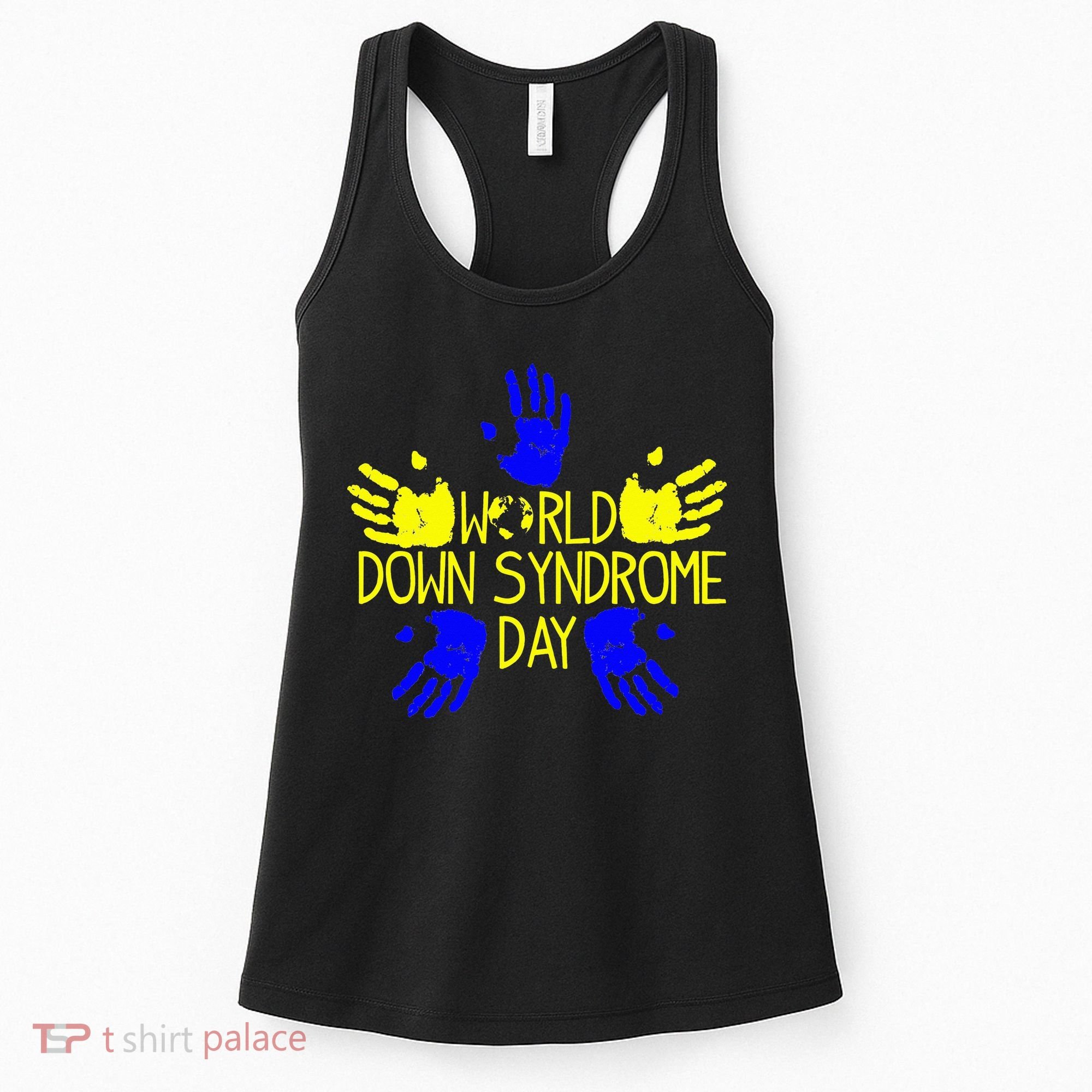 Hand Print World Down Syndrome Day funny cancer Women's Tank Top