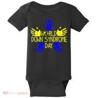 Hand Print World Down Syndrome Day funny cancer Baby Bodysuit thumb 0