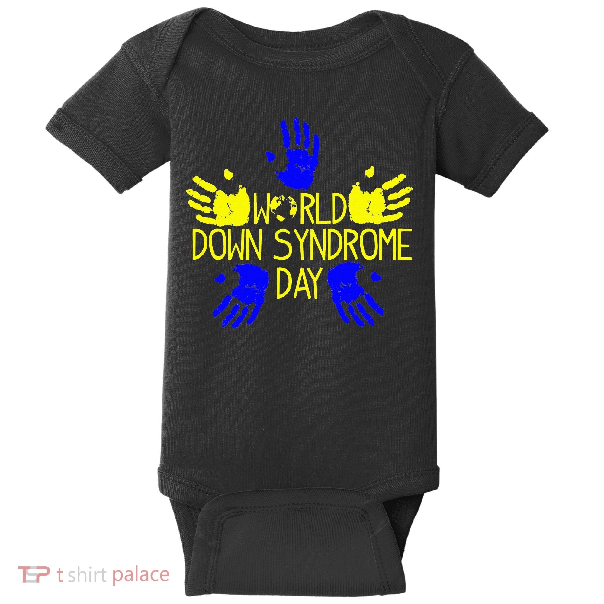 Hand Print World Down Syndrome Day funny cancer Baby Bodysuit