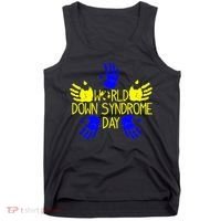 Hand Print World Down Syndrome Day funny cancer Tank Top thumb 0