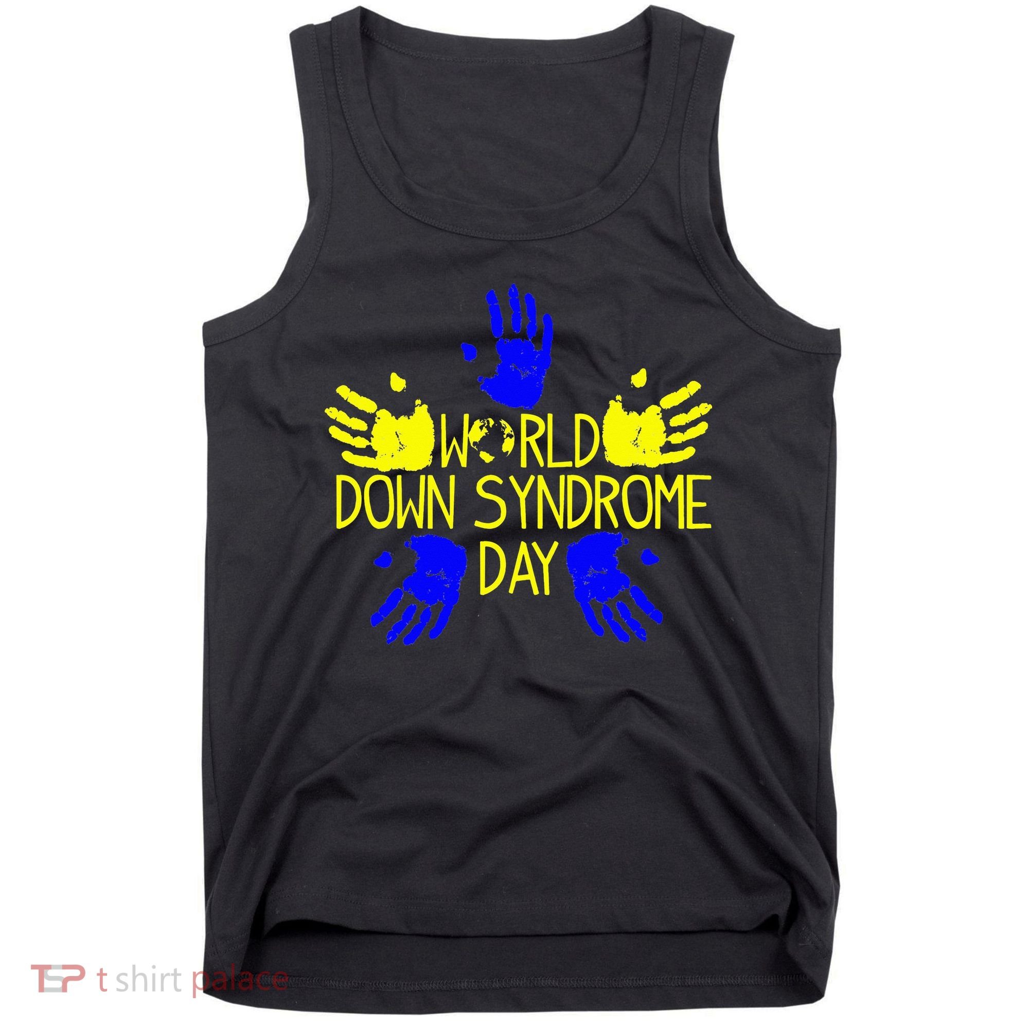 Hand Print World Down Syndrome Day funny cancer Tank Top
