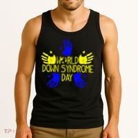 Hand Print World Down Syndrome Day funny cancer Tank Top thumb 3