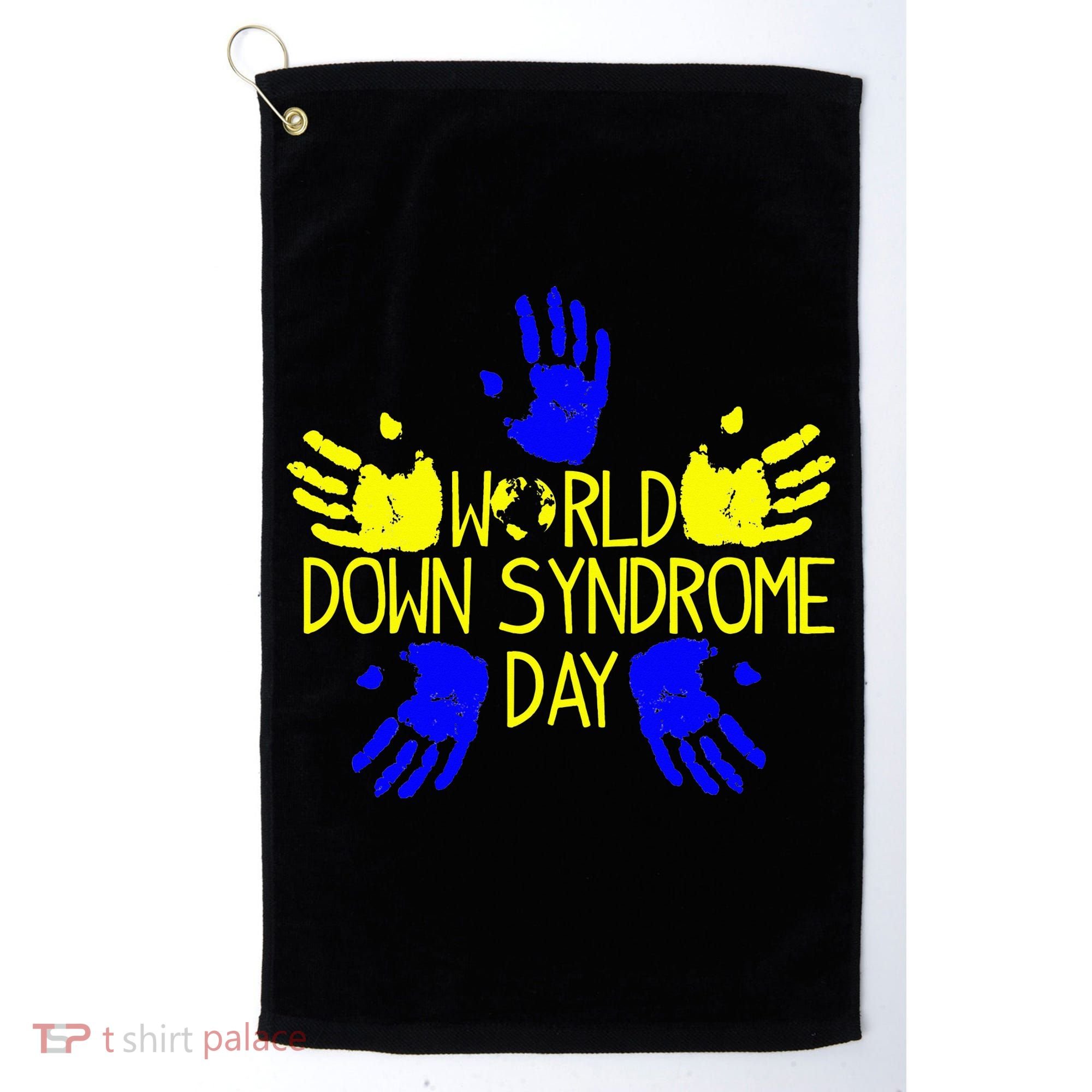 Hand Print World Down Syndrome Day funny cancer Golf Towel