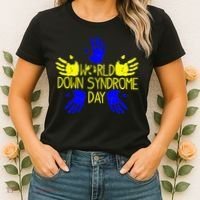 Hand Print World Down Syndrome Day funny cancer Women's T-Shirt thumb 2