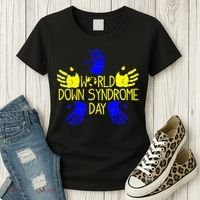 Hand Print World Down Syndrome Day funny cancer Women's T-Shirt thumb 3