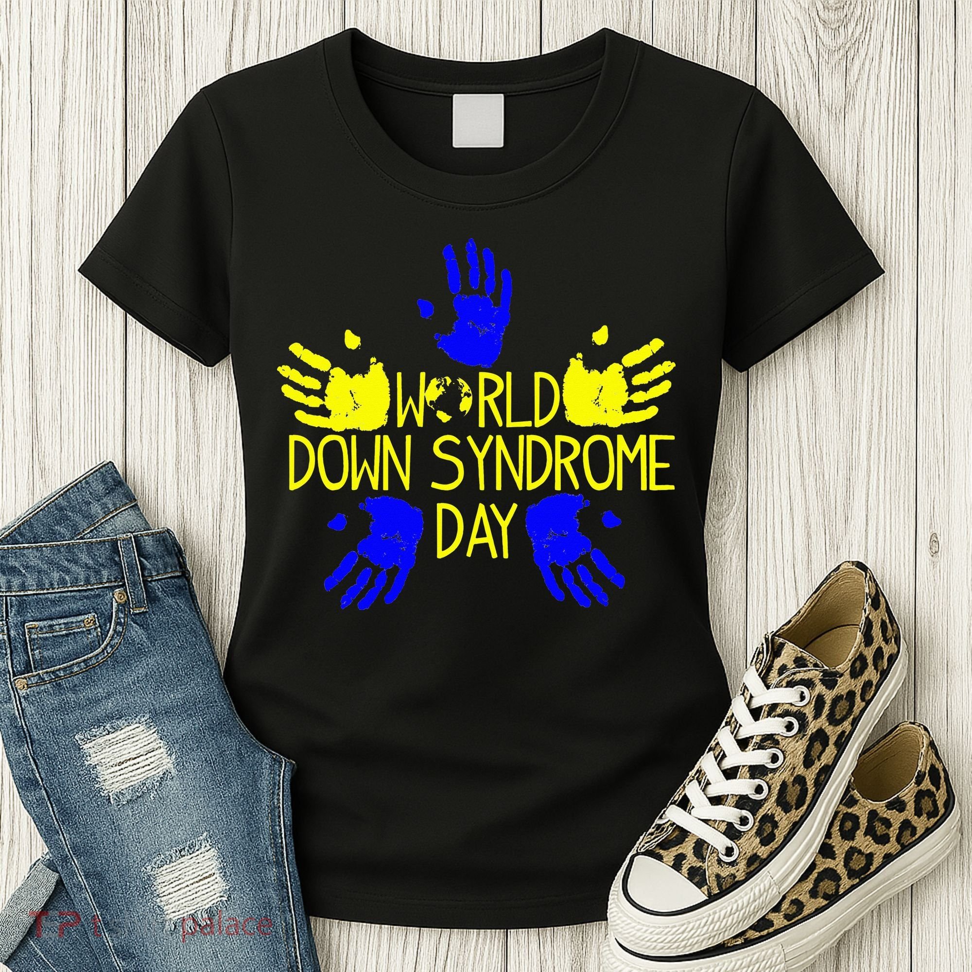 Hand Print World Down Syndrome Day funny cancer Women's T-Shirt