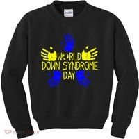 Hand Print World Down Syndrome Day funny cancer Kids Sweatshirt thumb 0