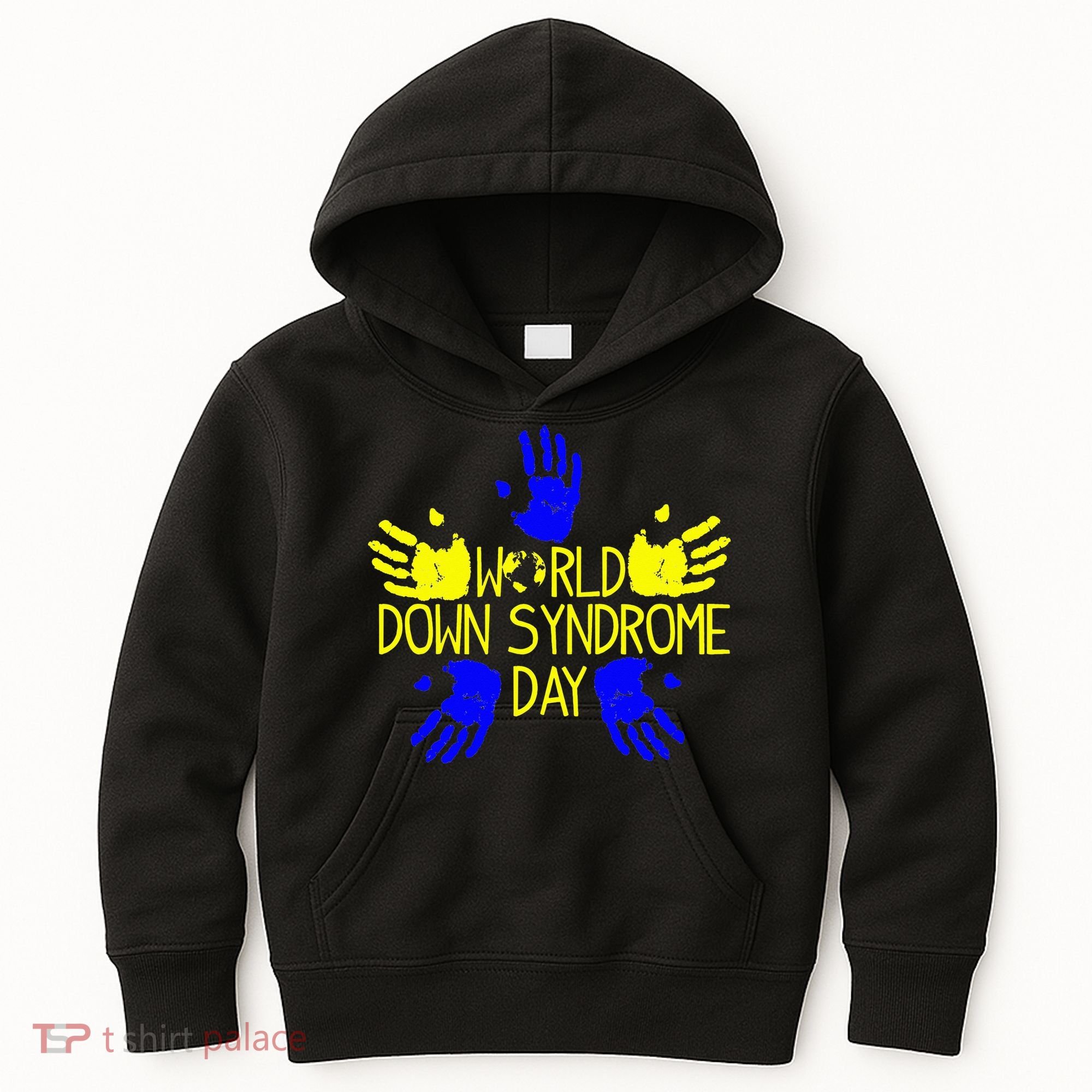Hand Print World Down Syndrome Day funny cancer Kids Hoodie