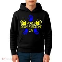 Hand Print World Down Syndrome Day funny cancer Kids Hoodie thumb 4