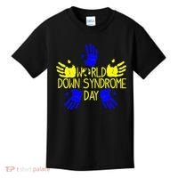 Hand Print World Down Syndrome Day funny cancer Kids T-Shirt thumb 0