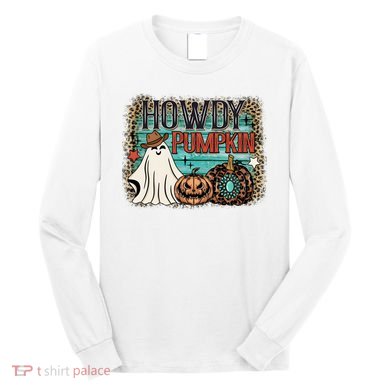 Howdy Pumpkin Western Halloween Spooky Season Long Sleeve Shirt