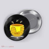 Honey Pot With Honey Bees Button thumb 0
