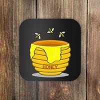 Honey Pot With Honey Bees Coaster thumb 0