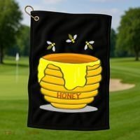 Honey Pot With Honey Bees Golf Towel thumb 1