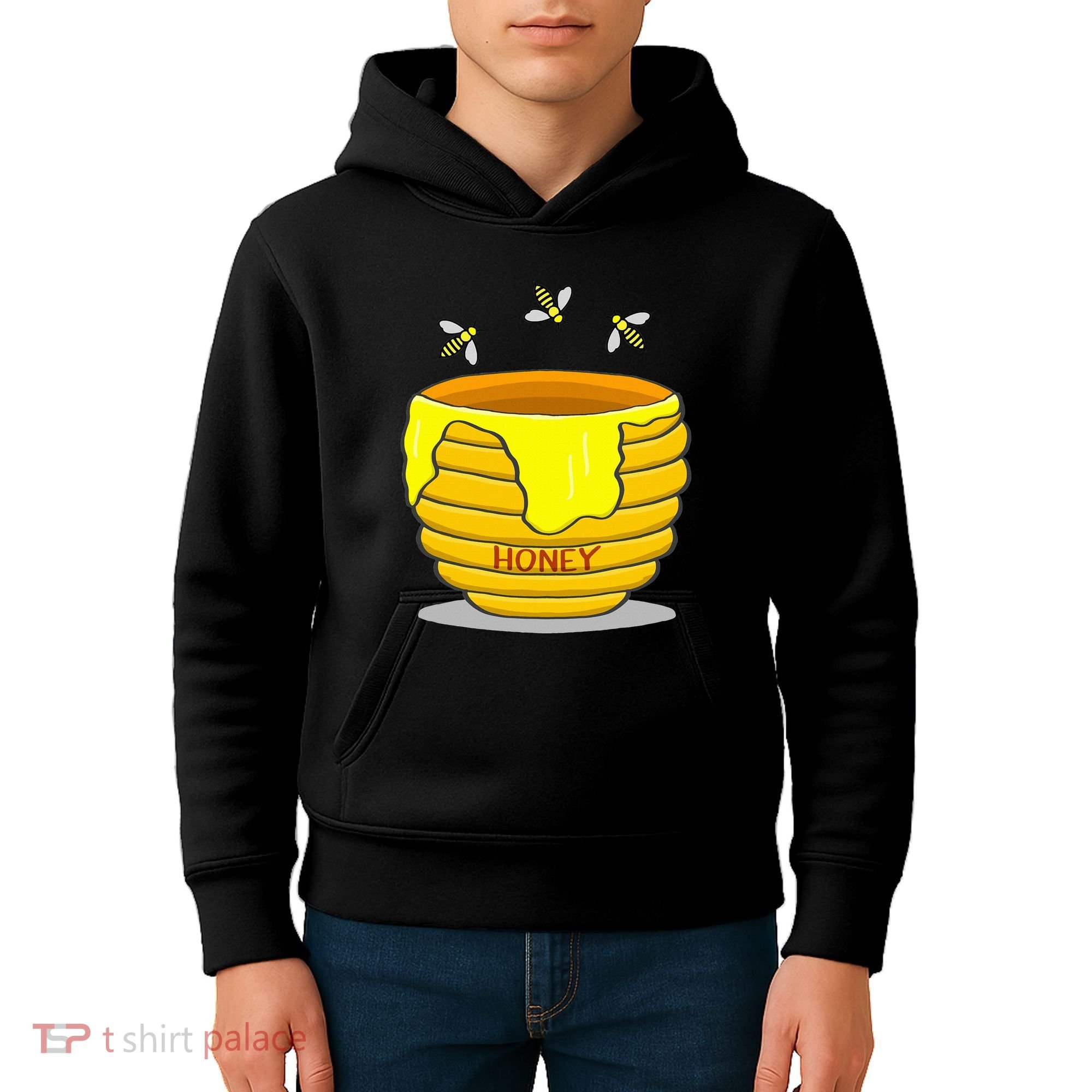 Honey Pot With Honey Bees Kids Hoodie