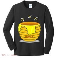 Honey Pot With Honey Bees Kids Long Sleeve Shirt thumb 0