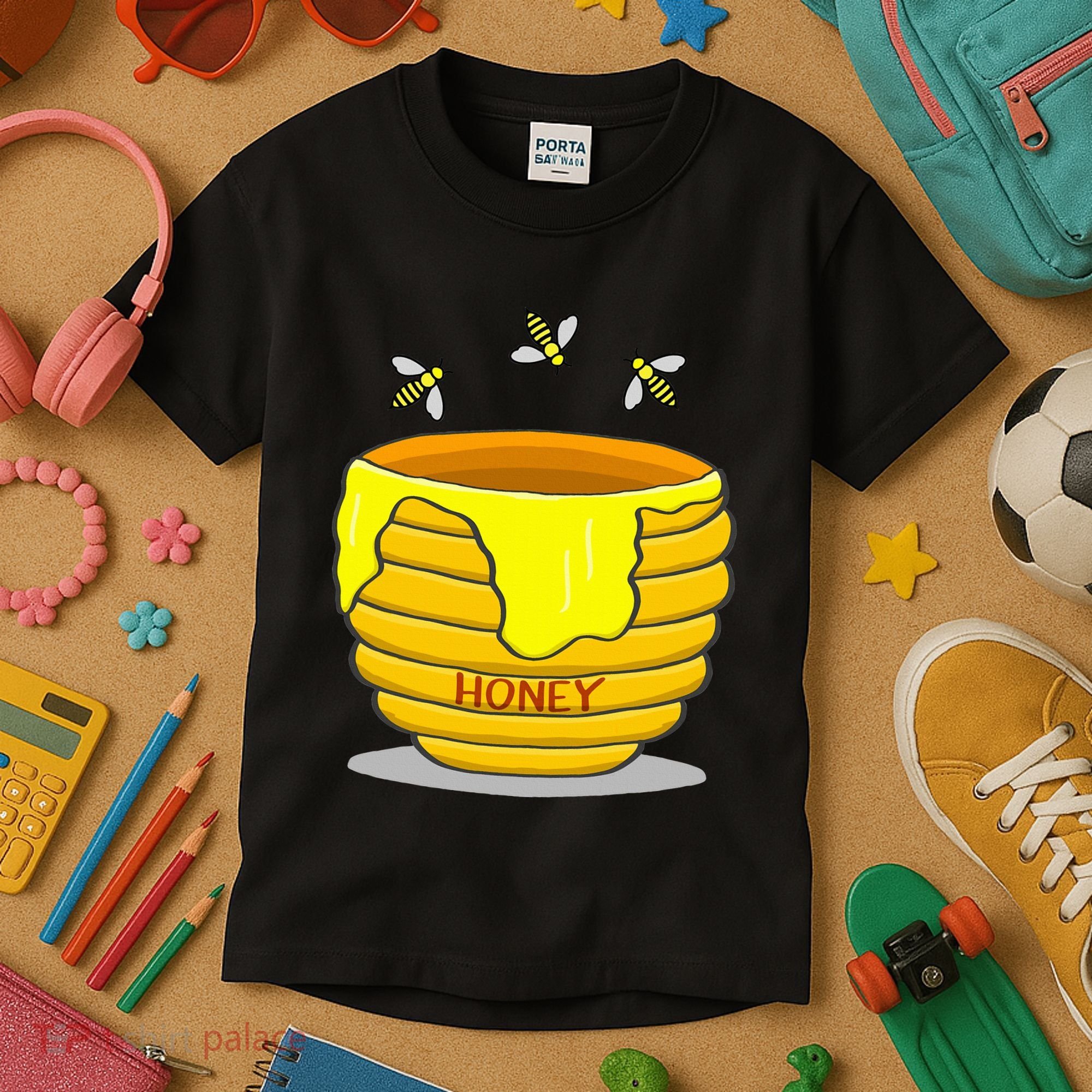 Honey Pot With Honey Bees Kids T-Shirt