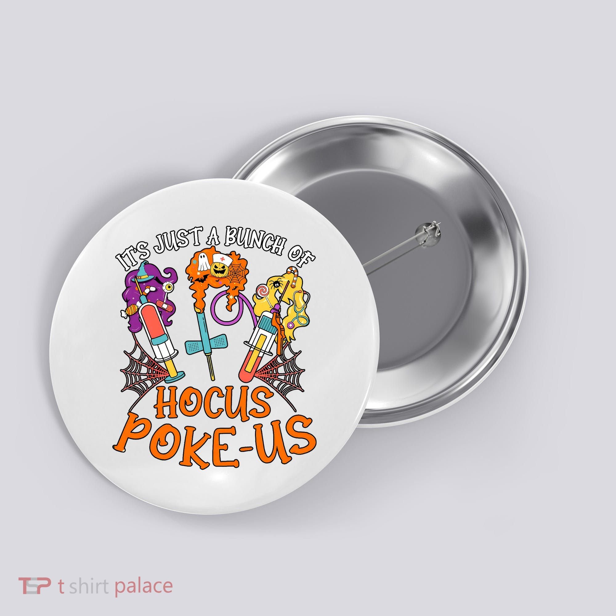 Hocus Pokeus Witch Nurse Halloween Medical Lab Tech Spooky Button