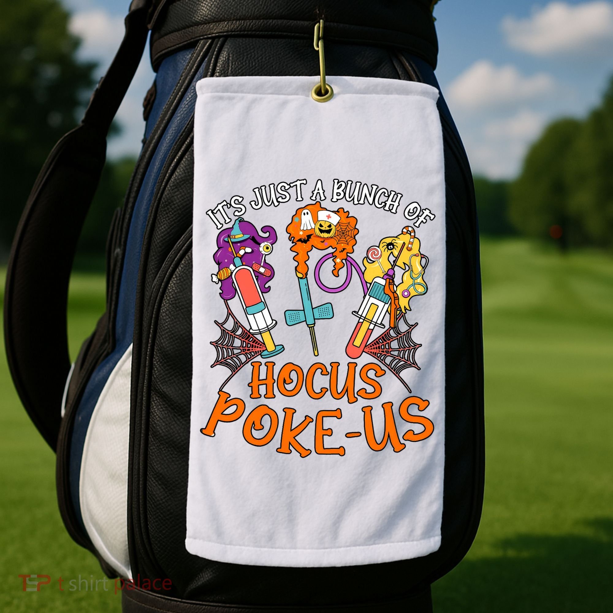Hocus Pokeus Witch Nurse Halloween Medical Lab Tech Spooky Golf Towel