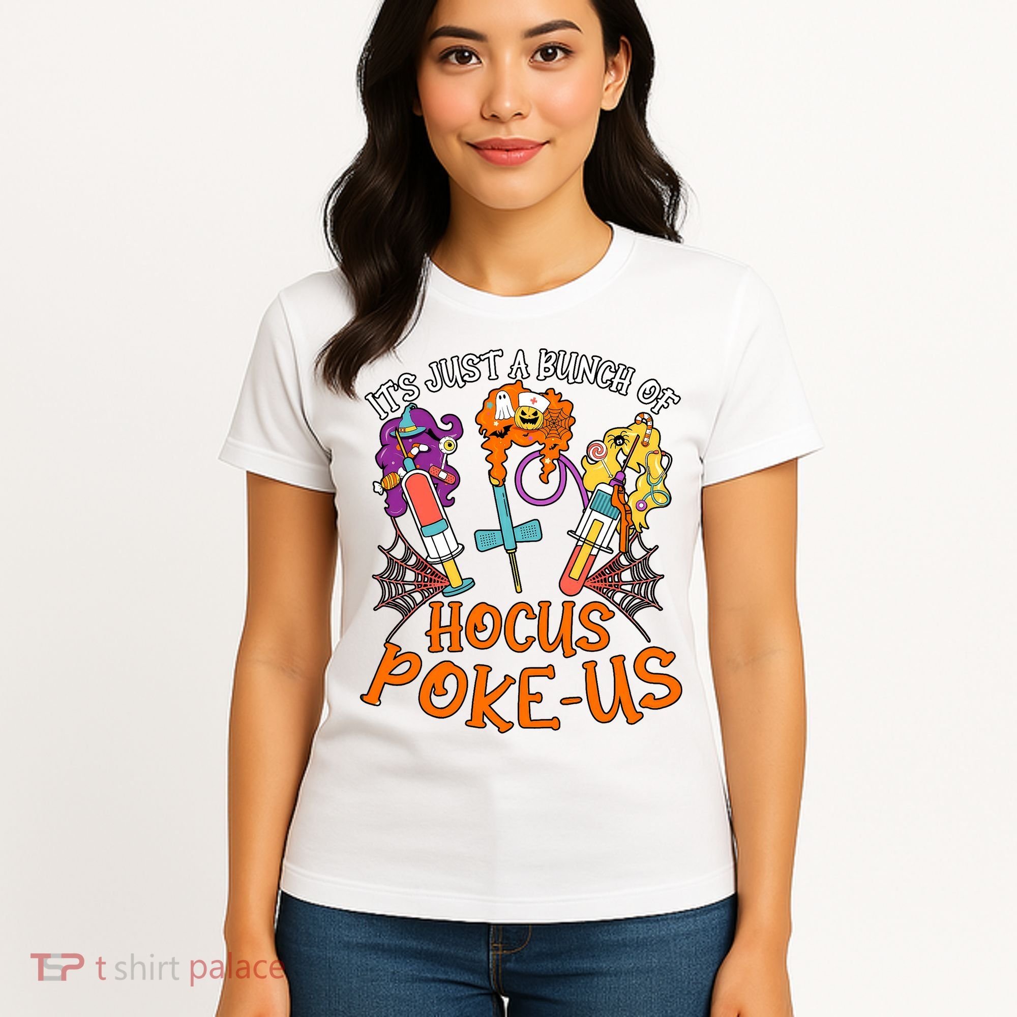 Hocus Pokeus Witch Nurse Halloween Medical Lab Tech Spooky Women's T-Shirt