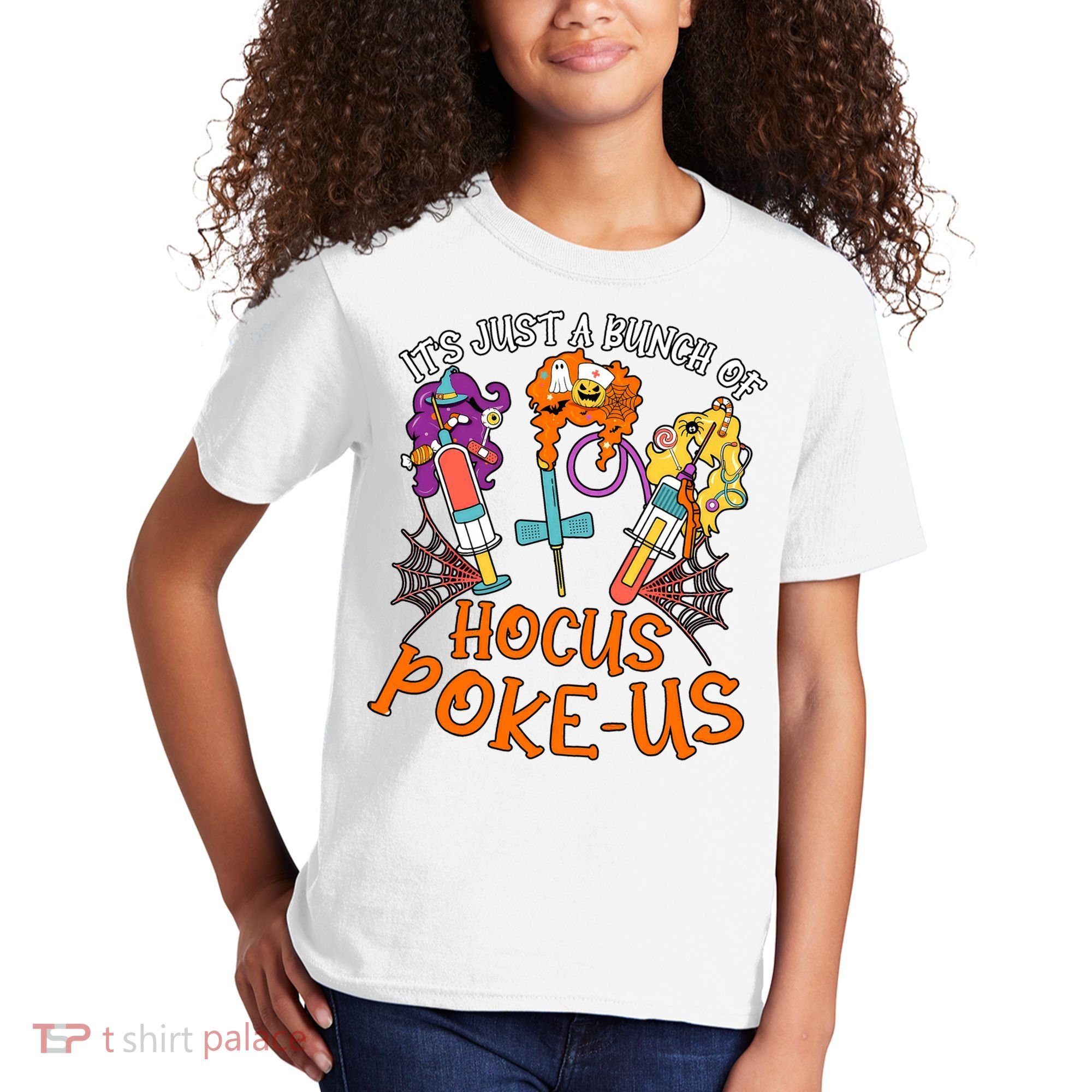 Hocus Pokeus Witch Nurse Halloween Medical Lab Tech Spooky Kids T-Shirt