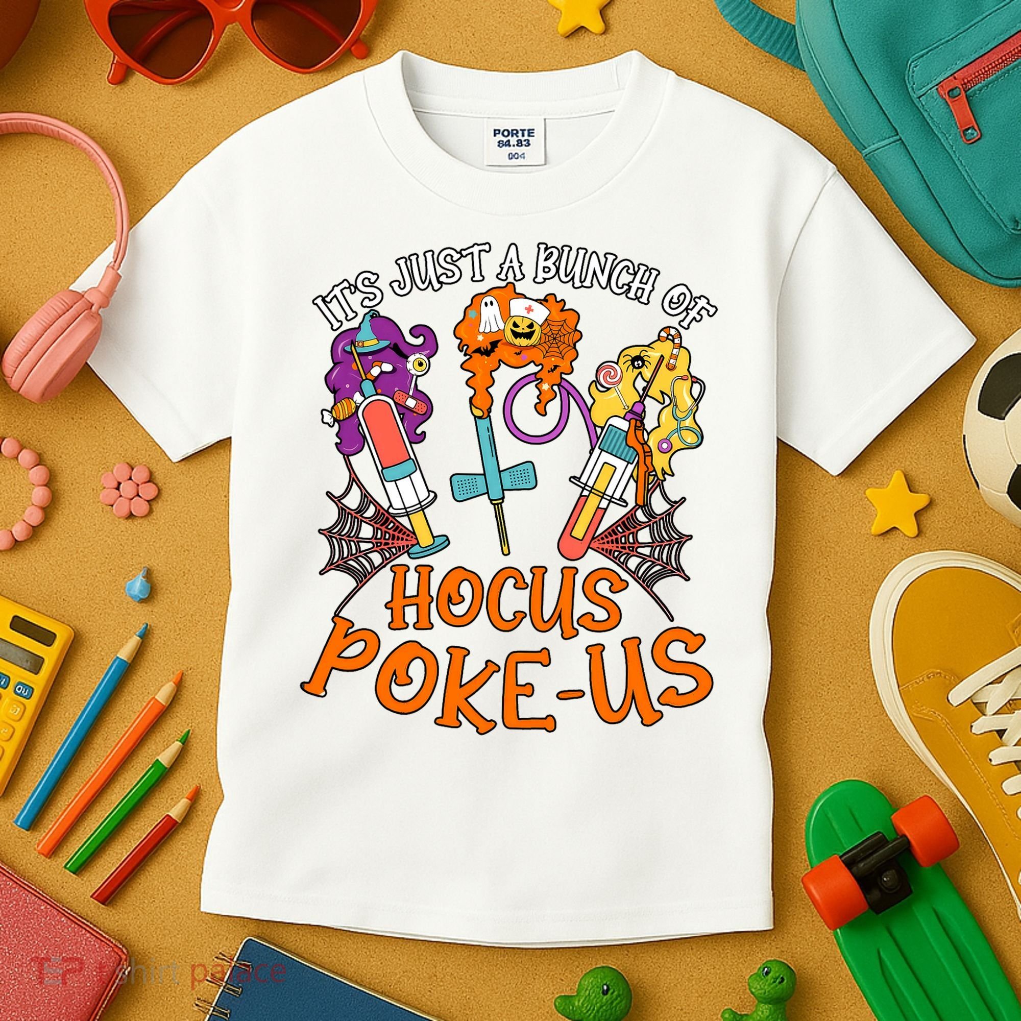 Hocus Pokeus Witch Nurse Halloween Medical Lab Tech Spooky Kids T-Shirt
