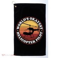 Helicopter Pilot Worlds Okayest Helicopter Pilot Funny Gift Golf Towel thumb 0